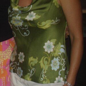 Ann Taylor | Green, White and Blue Halter Tank Top | 6p